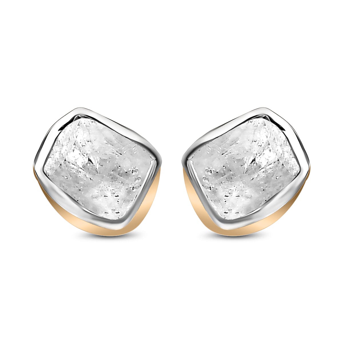 Artisan Crafted Polki Diamond Solitaire Stud Earrings in 14K Rose Gold Sterling Silver 0.15 ctw