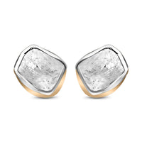 Artisan Crafted Polki Diamond Solitaire Stud Earrings in 14K Rose Gold Sterling Silver 0.15 ctw