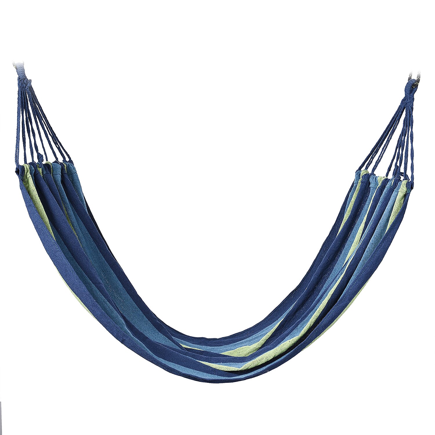 Indoor Outdoor Colorful Striped Canvas Camping Hammock-Blue (72.83"x31.50")