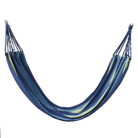 Indoor Outdoor Colorful Striped Canvas Camping Hammock-Blue (72.83"x31.50")