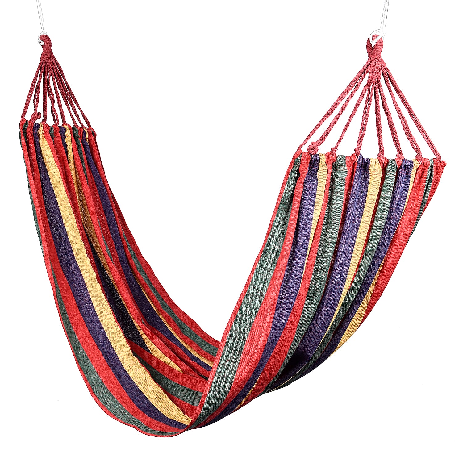 Indoor Outdoor Colorful Striped Canvas Camping Hammock-Blue (72.83"x31.50")