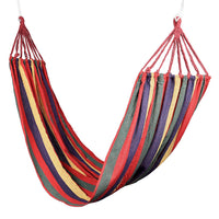 Indoor Outdoor Colorful Striped Canvas Camping Hammock-Blue (72.83"x31.50")