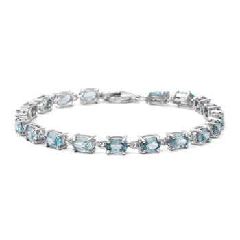 11.90 ctw Blue Zircon Tennis racelet in Platinum Over Sterling Silver (6.50 In) - Product card gallery slide 1 (10176747897145)