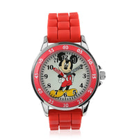 MICKEY MOUSE Japanes Movement Watch with Red Silicone Strap and Stainless Steel Back