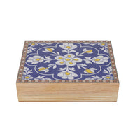 Blue and White Hand Painted Top Wooden Storage Box