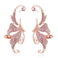 Pink Austrian Crystal Climber Earrings in Rosetone
