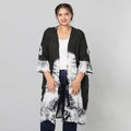Black and White Tie Dye Kimono Duster with Bell Sleeves - One Size Fits Most - Sticky add to cart bar