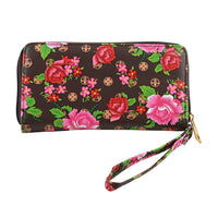 Black Floral Faux Leather Ladies Assorted Wallet (9x8.50)
