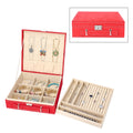Black 2 Tier Velvet Jewelry Box with Anti Tarnish Lining & Lock (8 Necklace Hooks, 5 Bracelet Sections and Approx 54 Rings Slots) (10.2x10.2x3.2) - Sticky add to cart bar