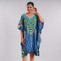 Marva's Personal Pick JOVIE Turquoise Peacock V-Neck Kaftan - One Size Fits Most - Sticky add to cart bar