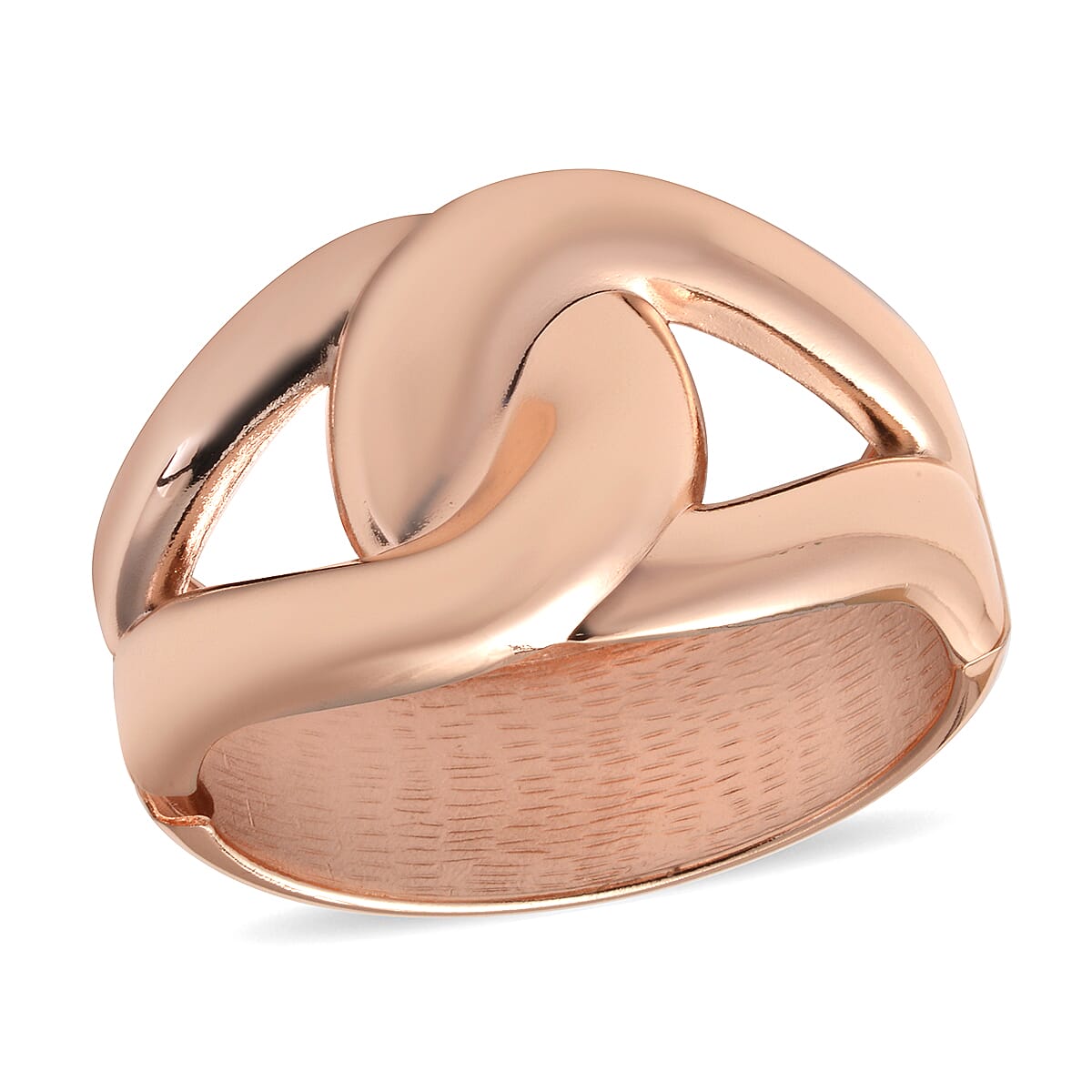 Link Style Fancy Bangle Bracelet in Silvertone (6.75 In)