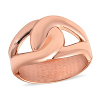 Link Style Fancy Bangle Bracelet in Silvertone (6.75 In)