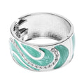 White Austrian Crystal Enameled Bangle Bracelet in Silvertone (7.25 In) - Sticky add to cart bar