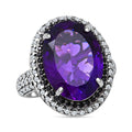 12.50 ctw Lusaka Amethyst and Multi Gemstone Halo Ring in Platinum Over Sterling Silver 9 Grams - Sticky add to cart bar