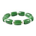 Green Jade and White Freshwater Pearl Stretch Bracelet 238.50 ctw - Sticky add to cart bar
