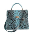 The Pelle Python Skin Bag Collection Blue Turquoise Color 100% Genuine Python Leather Tote Bag - Sticky add to cart bar