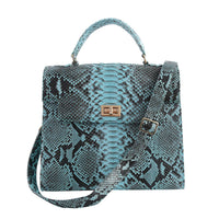 The Pelle Python Skin Bag Collection Blue Turquoise Color 100% Genuine Python Leather Tote Bag