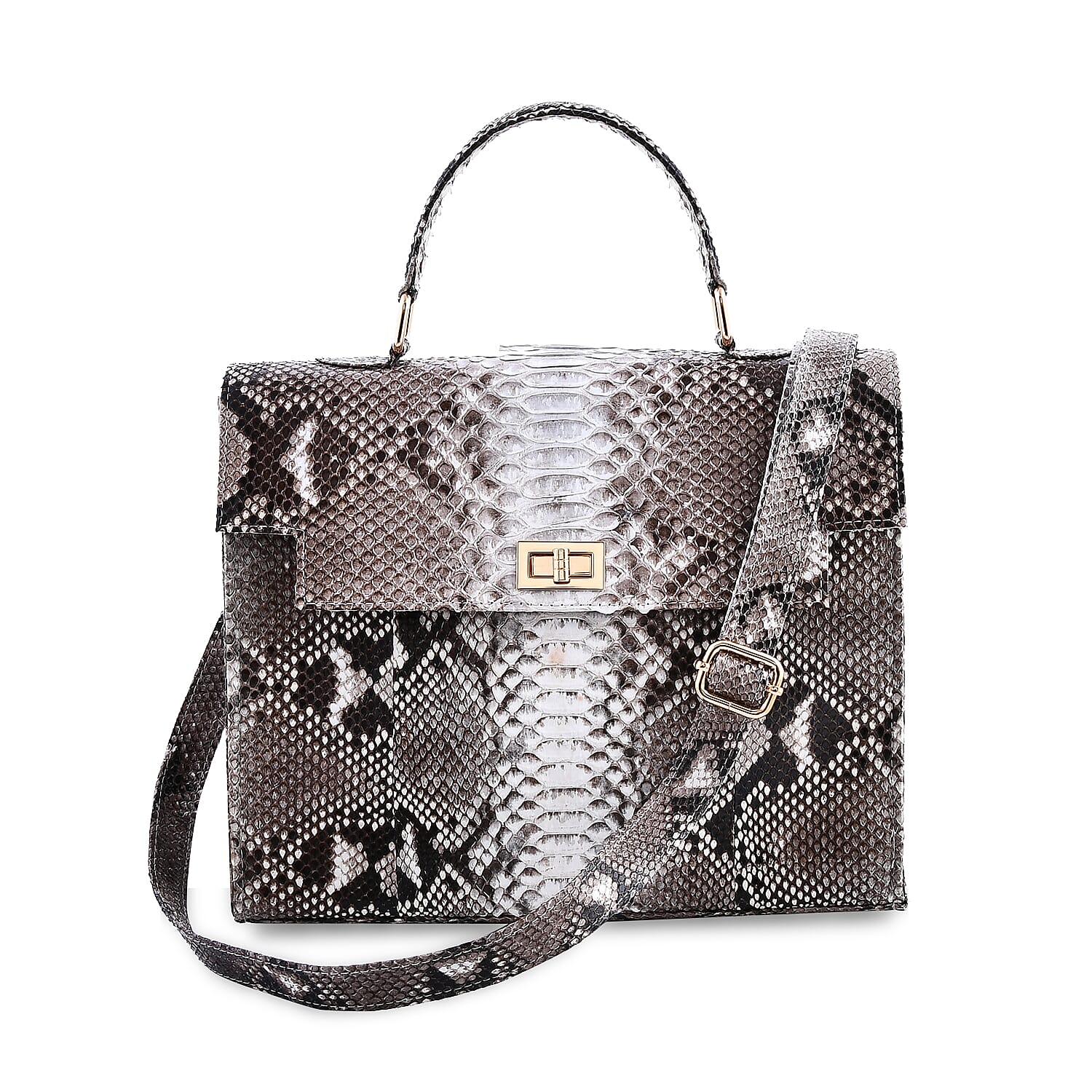 Doorbuster The Grand Pelle Navy Color 100% Genuine Python Leather Tote Bag (11.81"x5.51"x9.84")