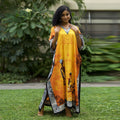 Winlar Yellow African Print V-Neck Long Microfiber Kaftan (One Size Fits Most) - Sticky add to cart bar