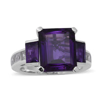 Amethyst, White Topaz Ring in Platinum Over Sterling Silver (Size 10.0) 8.85 ctw