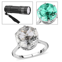 LUXORO 10K Yellow Gold 120 Facets Mexican Hyalite Opal and Moissanite Ring (Size 6.0) 2.30 Grams 5.40 ctw with Free UV Torch