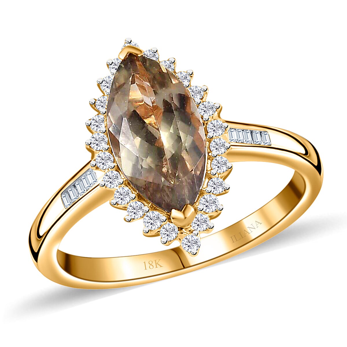 Doorbuster ILIANA 18K Yellow Gold AAA Turkizite and G-H SI Diamond Halo Ring 3.90 Grams 2.25 ctw