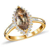 Doorbuster ILIANA 18K Yellow Gold AAA Turkizite and G-H SI Diamond Halo Ring 3.90 Grams 2.25 ctw
