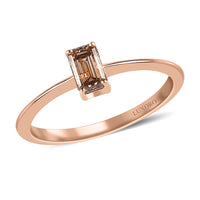 10K Rose Gold Natural Champagne Diamond Solitaire Elegance Ring