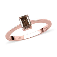 10K Rose Gold Natural Champagne Diamond Octagon Solitaire Ring