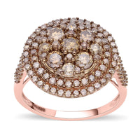 Doorbuster SGL Certified LUXORO 10K Rose Gold Natural Champagne Diamond (I3) Cocktail Ring (4.25 g) 2.10 ctw