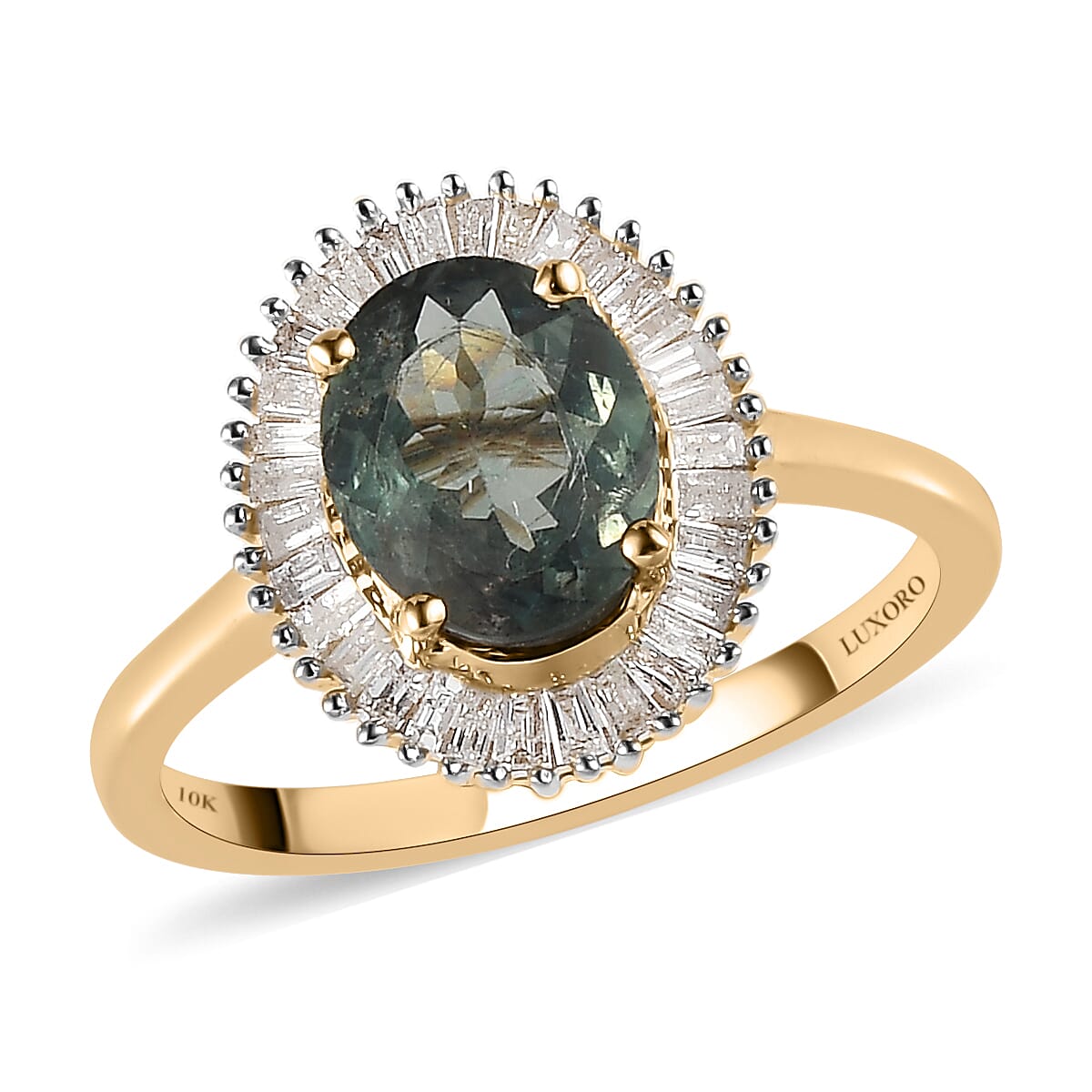 Doorbuster LUXORO 10K Yellow Gold AAA Narsipatnam Alexandrite, Diamond (G-H, I3) Ring 1.60 ctw