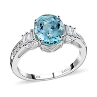 Doorbuster Certified & Appraised ILIANA 18K White Gold AAA Santa Maria Aquamarine and G-H SI Diamond Ring (Size 7.0) 3.25 Grams 2.75 ctw