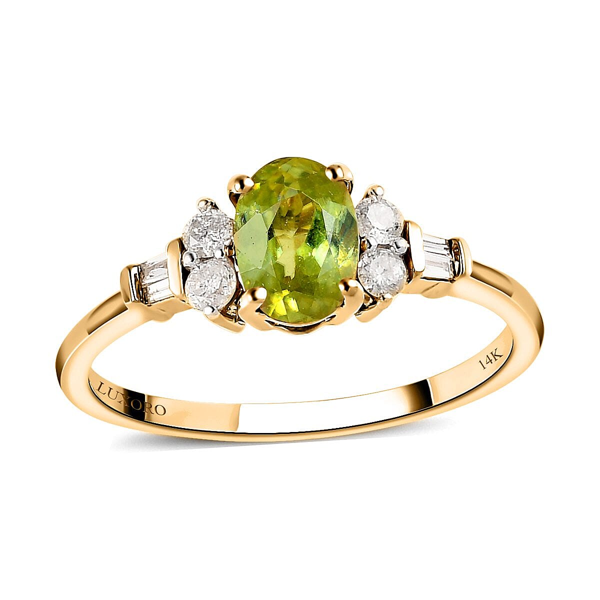 Luxoro 14K Yellow Gold AAA Imperial Sava Sphene Diamond Ring