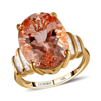 LUXORO 14K Rose Gold AAA Marropino Morganite and G-H I2 Diamond Ring (Size 6.0) 4 Grams 9.00 ctw