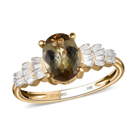 LUXORO 10K Yellow Gold Natural Golden Tanzanite and G-H I3 Diamond Ring 2 Grams 1.40 ctw