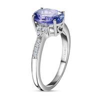 LUXORO 10K White Gold Concave Cut Premium Tanzanite and Diamond Ring (Size 10.0) 2.60 Grams 2.10 ctw