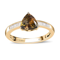 LUXORO 10K Yellow Gold Premium Natural Golden Tanzanite and G-H I3 Diamond Ring 2.25 Grams 1.35 ctw
