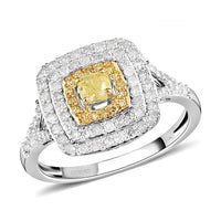 LUXORO 10K White Gold I3 Natural Yellow and Diamond Ring 2.75 Grams 0.60 ctw