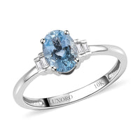 LUXORO 10K White Gold Premium Santa Maria Aquamarin and G-H I3 Diamond Ring 0.80 ctw