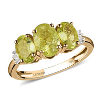 Doorbuster LUXORO 10K Yellow Gold Premium Chrysoberyl and G-H I3 Diamond Trilogy Ring (Size 6.0) 2 Grams 2.00 ctw
