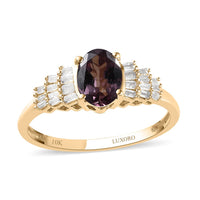 LUXORO 10K Yellow Gold Premium Natural Merelani Color Change Garnet and G-H I3 Diamond Ring 1.00 ctw
