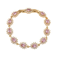 Simulated Pink and White Diamond Bracelet in Goldtone (7.50 In) 7.75 ctw