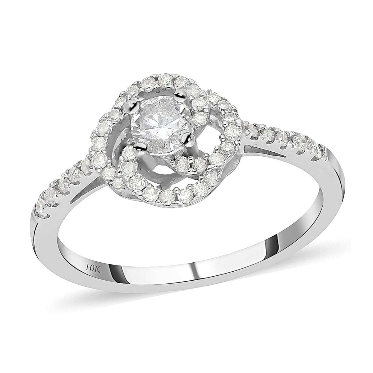 LUXORO 10K White Gold G-H I2-I3 Diamond Ring 2.40 Grams 0.50 ctw