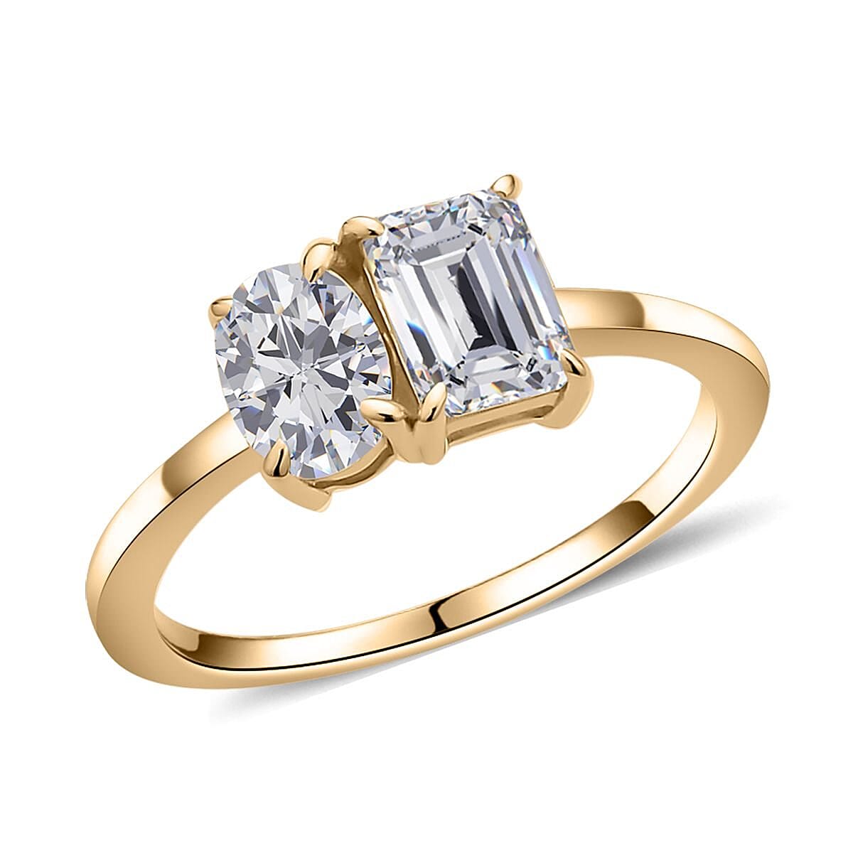 Luxoro 10K Yellow Gold Moissanite Ring (Size 5.0) 2.15 ctw