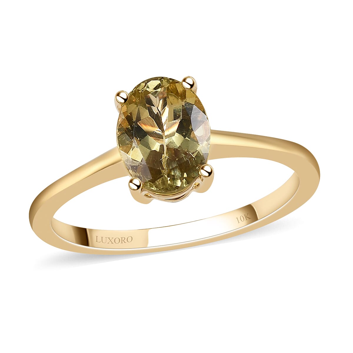 LUXORO 10K Yellow Gold Premium Yellow Apatite Solitaire Ring (Size 10.0) 1.21 ctw