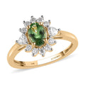 LUXORO 10K Yellow Gold Premium Natural Tsavorite Garnet and Moissanite Sunburst Ring 2.15 Grams 1.25 ctw - Sticky add to cart bar