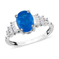 LUXORO 10K White Gold Premium Malgache Neon Apatite and Diamond Ring 2.25 Grams 2.10 ctw - Sticky add to cart bar