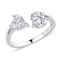 LUXORO 10K White Gold Moissanite Byapss Openable Heart and Oval Ring (Size 6.0) (3 g) 1.60 ctw - Sticky add to cart bar