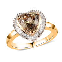 ILIANA 18K Yellow Gold AAA Turkizite and G-H SI Diamond Heart Halo Ring 4.65 Grams 2.45 ctw