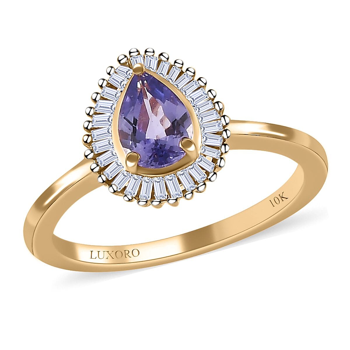LUXORO 10K Rose Gold Premium Madagascar Purple Sapphire and G-H I3 Diamond Ring (Size 5.0) 2.40 Grams 1.00 ctw